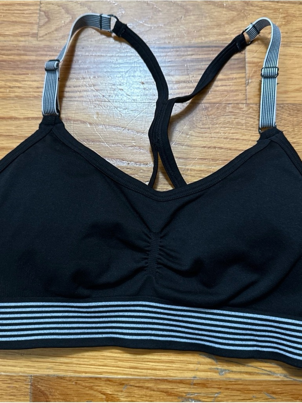 Victoria's Secret Black Sports Bralette with Gray Striped Band